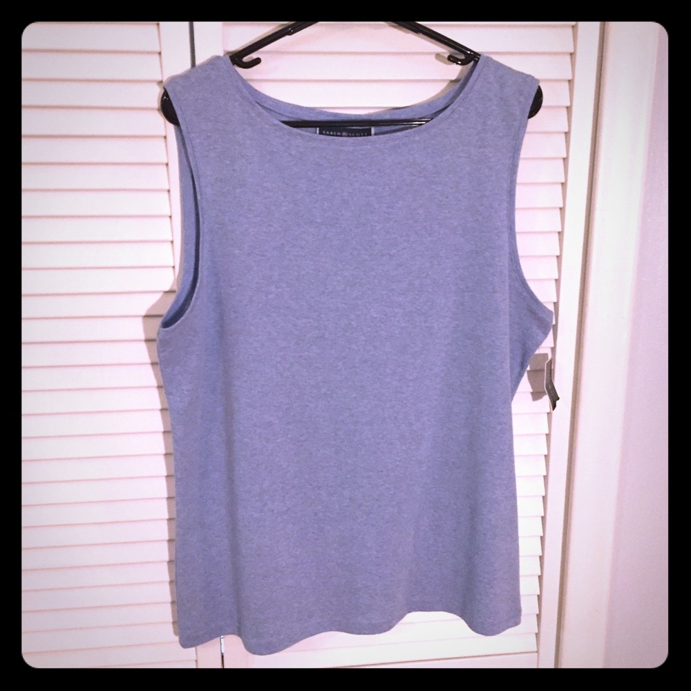 NWT Karen Scott Soft Blue 100% Cotton XL Tank Top